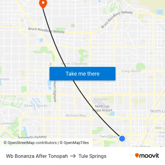 Wb Bonanza After Tonopah to Tule Springs map