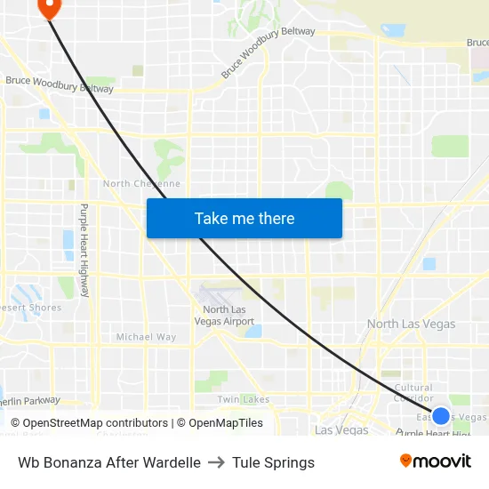 Wb Bonanza After Wardelle to Tule Springs map
