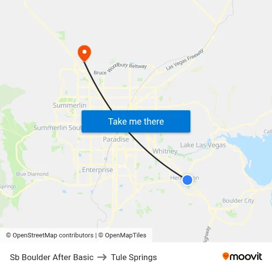Sb Boulder After Basic to Tule Springs map