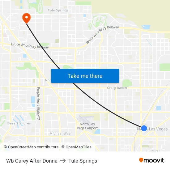 Wb Carey After Donna to Tule Springs map