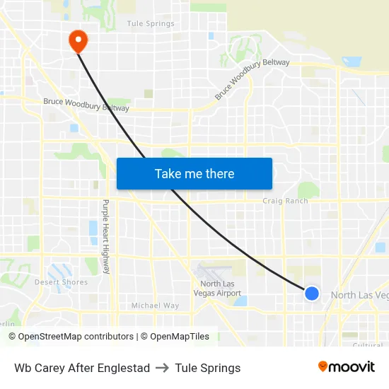 Wb Carey After Englestad to Tule Springs map