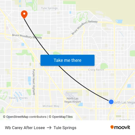Wb Carey After Losee to Tule Springs map