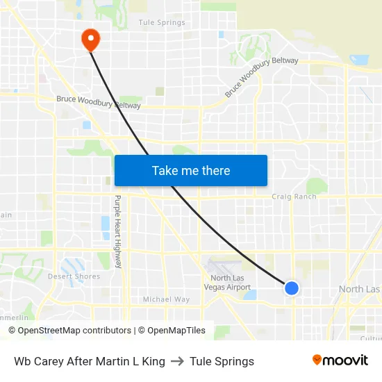 Wb Carey After Martin L King to Tule Springs map