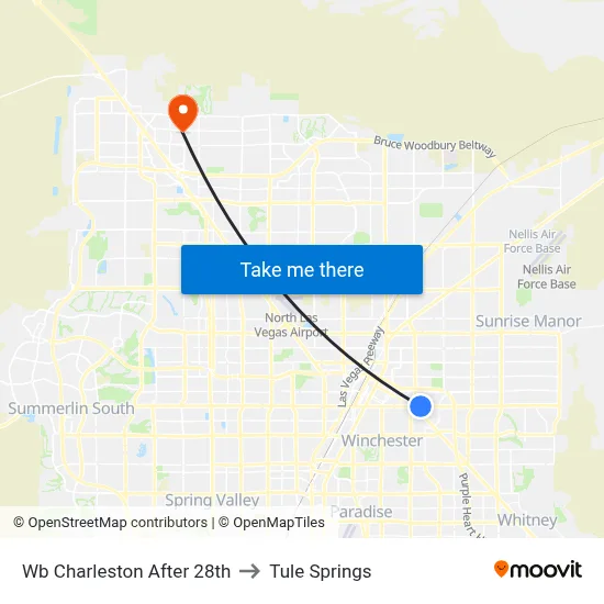 Wb Charleston After 28th to Tule Springs map