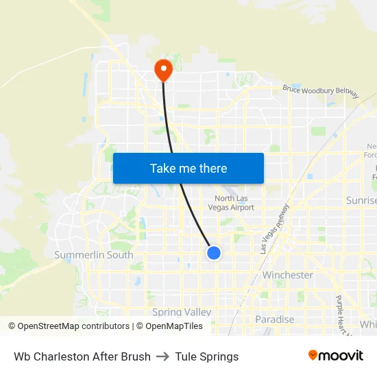 Wb Charleston After Brush to Tule Springs map