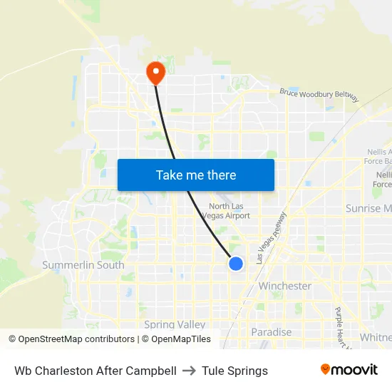 Wb Charleston After Campbell to Tule Springs map