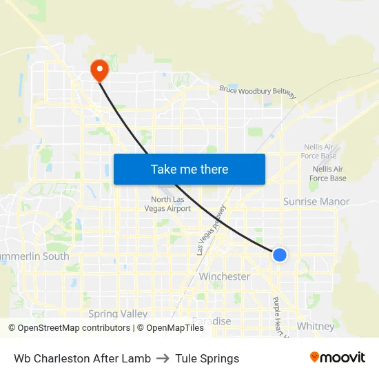 Wb Charleston After Lamb to Tule Springs map