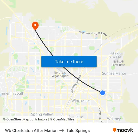 Wb Charleston After Marion to Tule Springs map