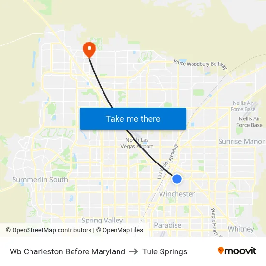Wb Charleston Before Maryland to Tule Springs map
