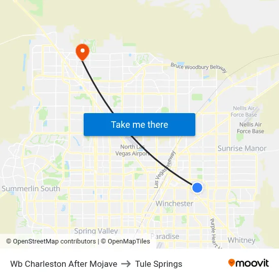 Wb Charleston After Mojave to Tule Springs map
