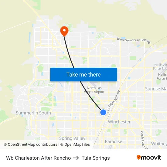 Wb Charleston After Rancho to Tule Springs map