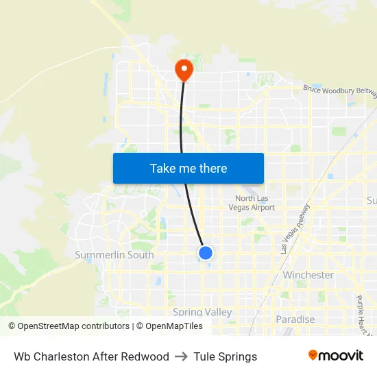 Wb Charleston After Redwood to Tule Springs map