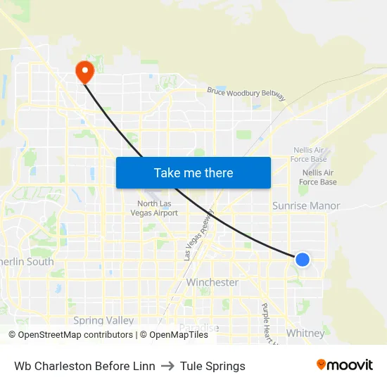 Wb Charleston Before Linn to Tule Springs map