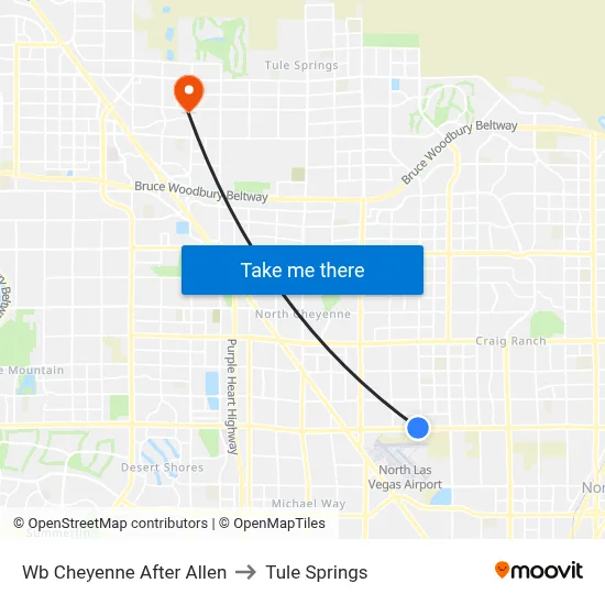 Wb Cheyenne After Allen to Tule Springs map