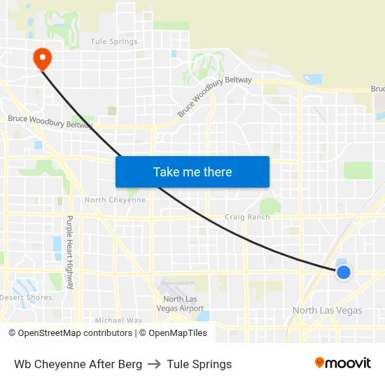 Wb Cheyenne After Berg to Tule Springs map