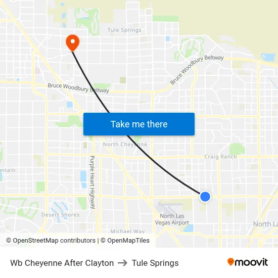 Wb Cheyenne After Clayton to Tule Springs map
