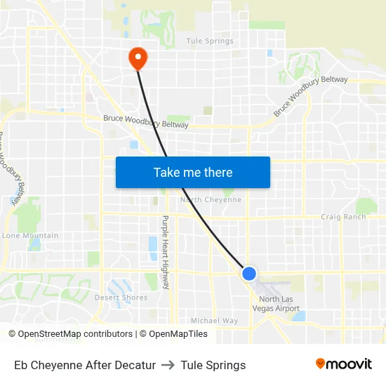 Eb Cheyenne After Decatur to Tule Springs map
