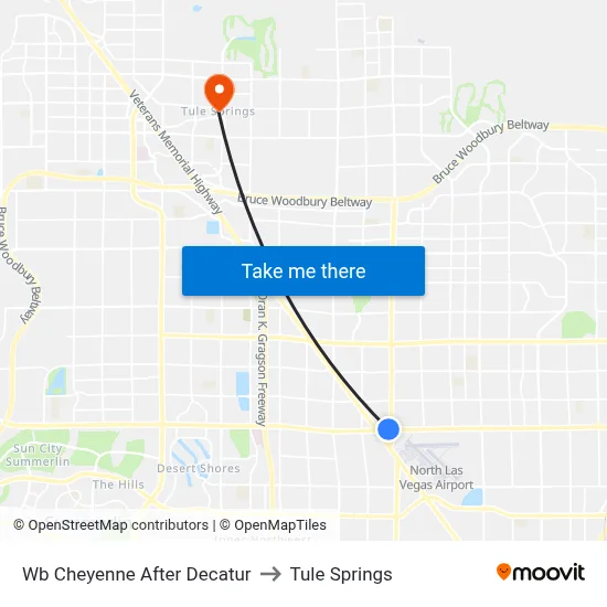 Wb Cheyenne After Decatur to Tule Springs map