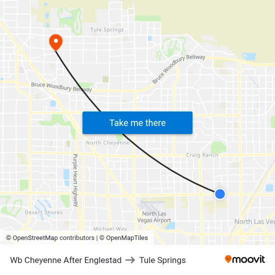 Wb Cheyenne After Englestad to Tule Springs map