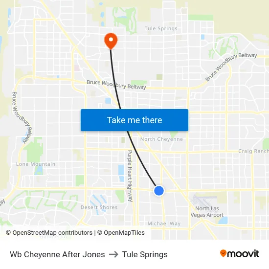 Wb Cheyenne After Jones to Tule Springs map
