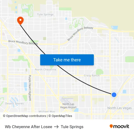 Wb Cheyenne After Losee to Tule Springs map
