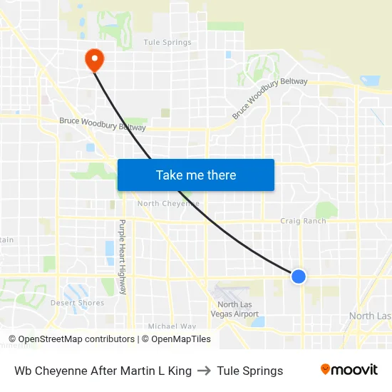 Wb Cheyenne After Martin L King to Tule Springs map