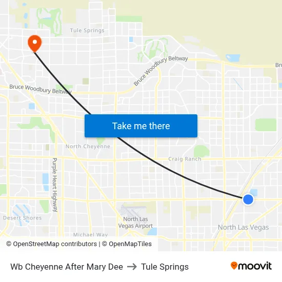 Wb Cheyenne After Mary Dee to Tule Springs map