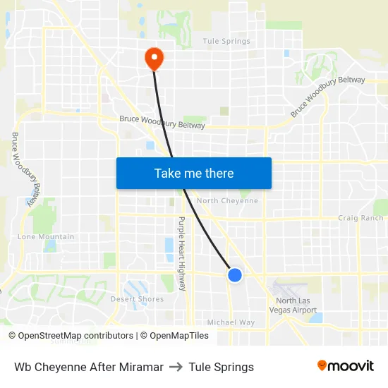 Wb Cheyenne After Miramar to Tule Springs map