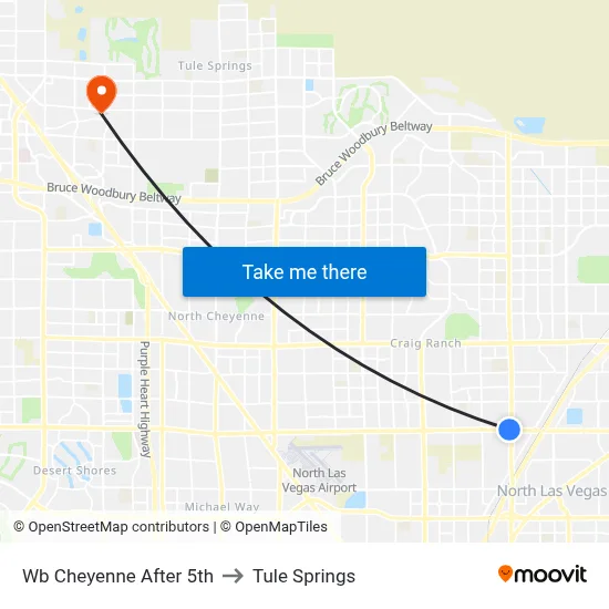 Wb Cheyenne After 5th to Tule Springs map