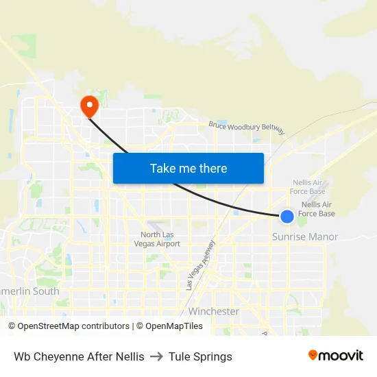 Wb Cheyenne After Nellis to Tule Springs map