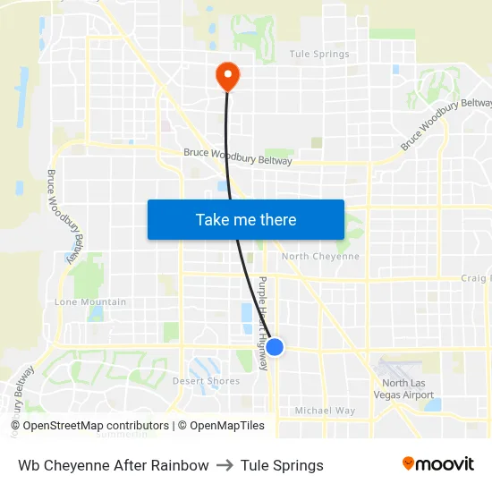 Wb Cheyenne After Rainbow to Tule Springs map