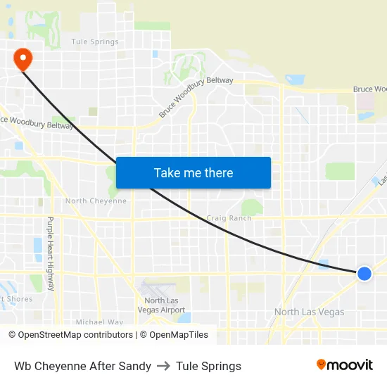 Wb Cheyenne After Sandy to Tule Springs map