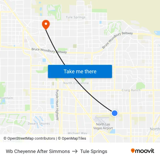 Wb Cheyenne After Simmons to Tule Springs map