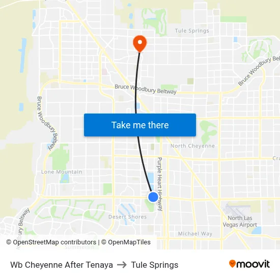 Wb Cheyenne After Tenaya to Tule Springs map