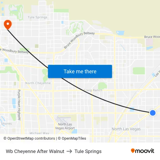 Wb Cheyenne After Walnut to Tule Springs map