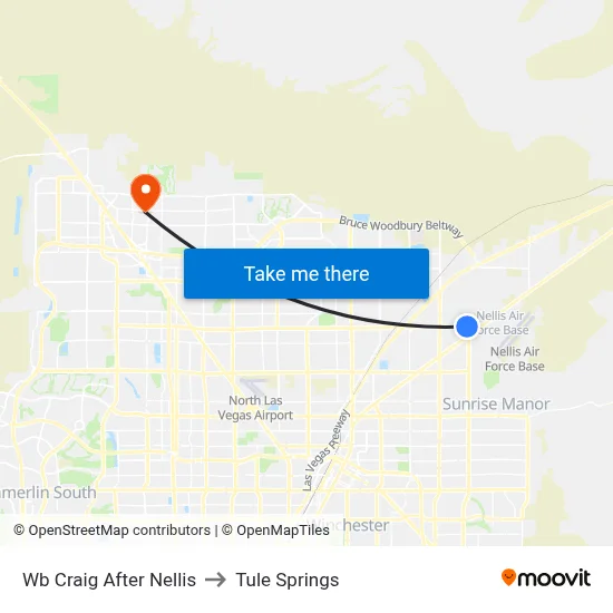 Wb Craig After Nellis to Tule Springs map