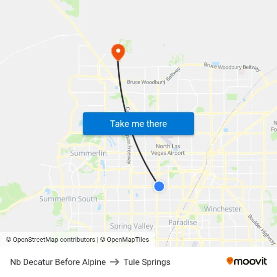 Nb Decatur Before Alpine to Tule Springs map