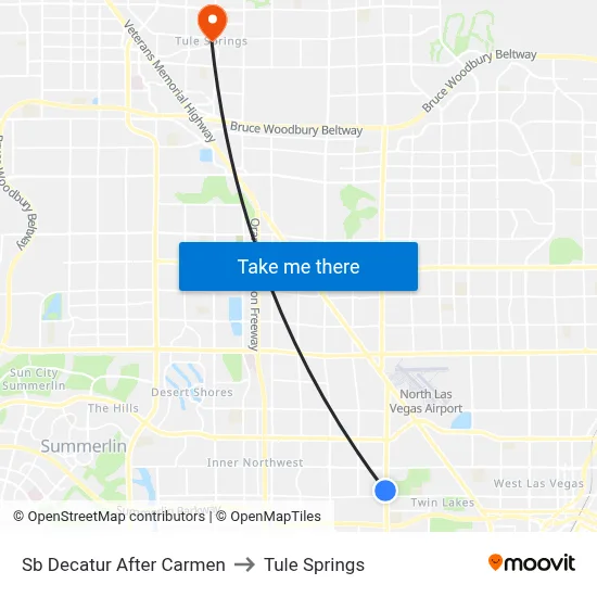 Sb Decatur After Carmen to Tule Springs map