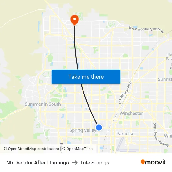 Nb Decatur After Flamingo to Tule Springs map