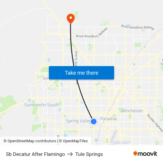 Sb Decatur After Flamingo to Tule Springs map