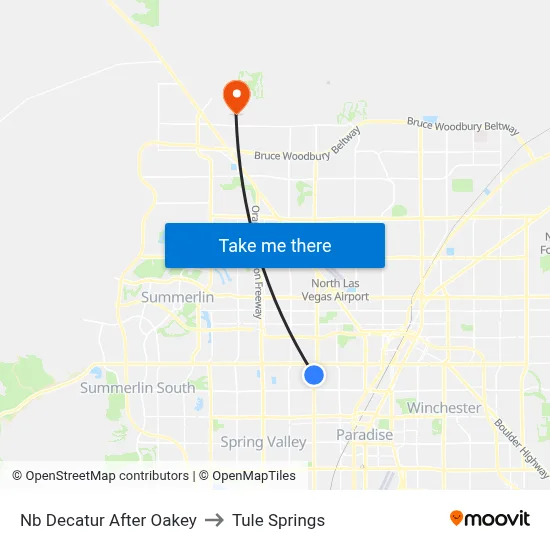 Nb Decatur After Oakey to Tule Springs map
