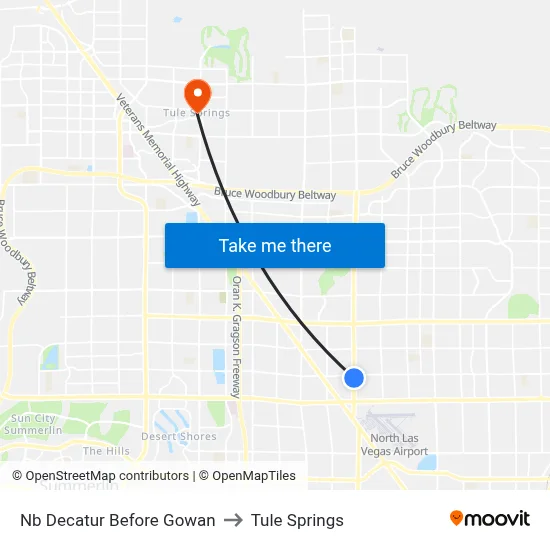 Nb Decatur Before Gowan to Tule Springs map