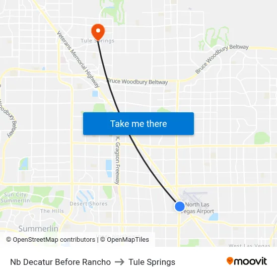 Nb Decatur Before Rancho to Tule Springs map