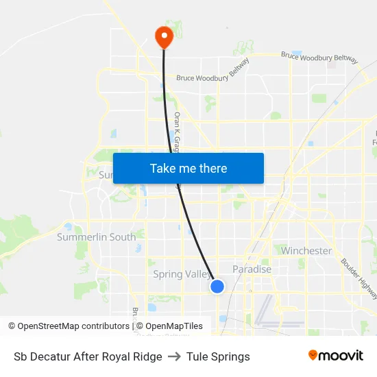 Sb Decatur After Royal Ridge to Tule Springs map