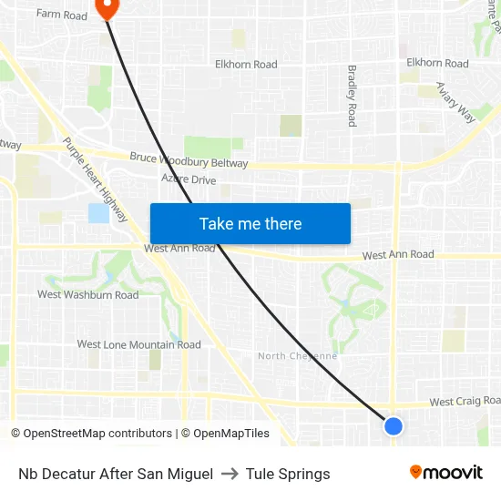 Nb Decatur After San Miguel to Tule Springs map