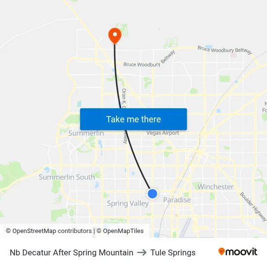 Nb Decatur After Spring Mountain to Tule Springs map