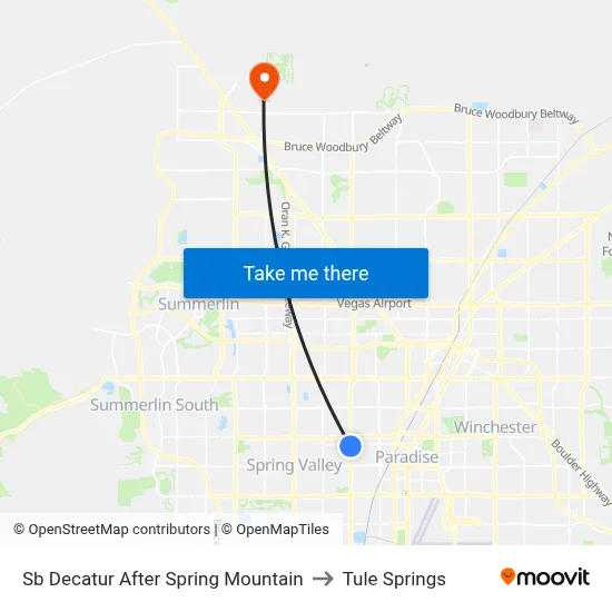 Sb Decatur After Spring Mountain to Tule Springs map