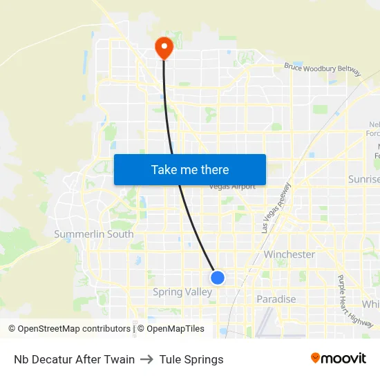 Nb Decatur After Twain to Tule Springs map