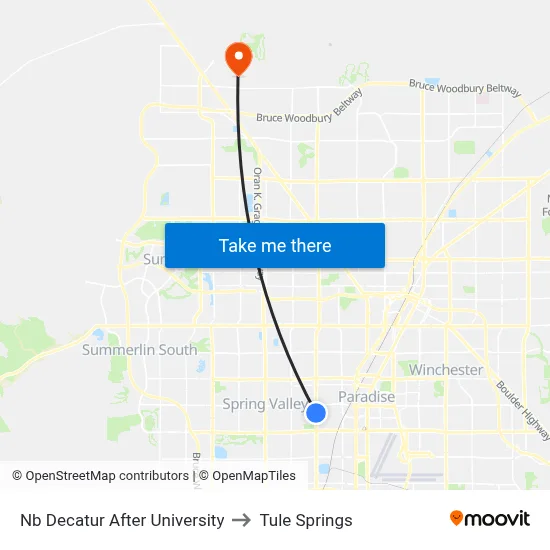 Nb Decatur After University to Tule Springs map