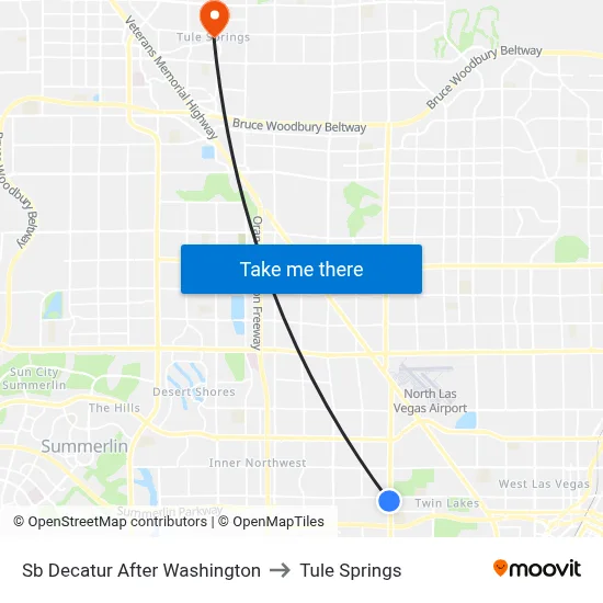 Sb Decatur After Washington to Tule Springs map